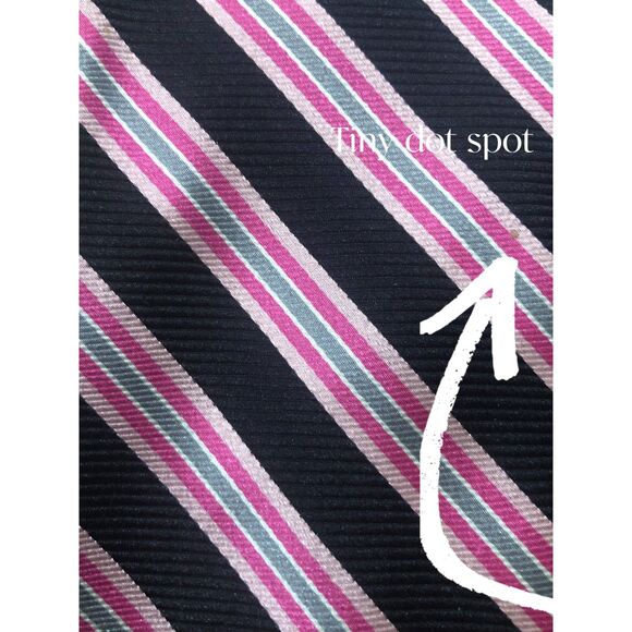 Chaps Silk Tie Striped Handmade Business Office Work Career Outfit  Pink Black - Picture 8 of 8